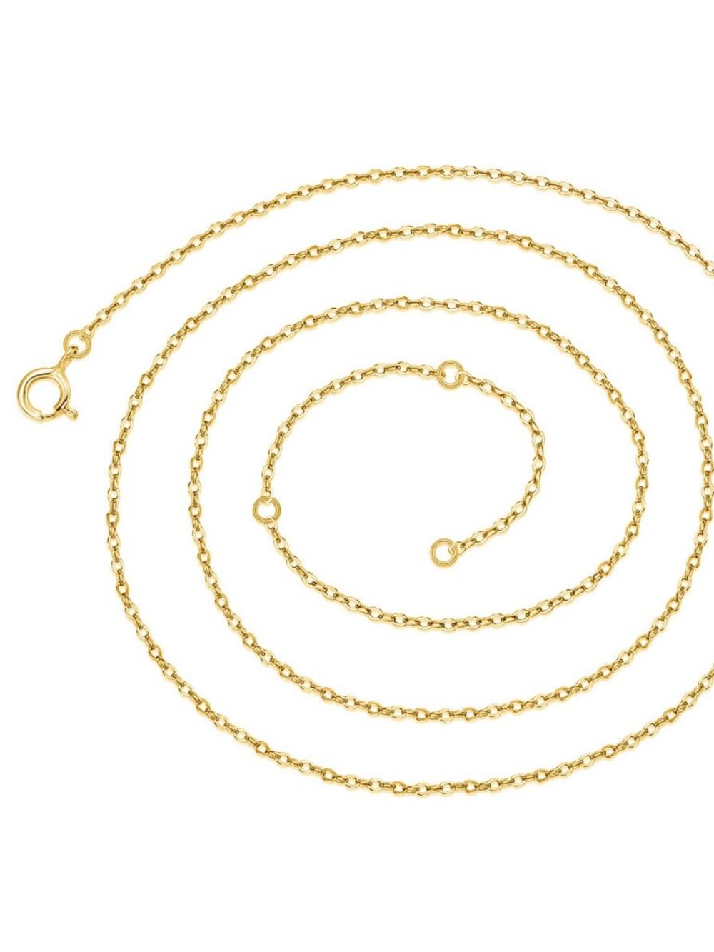 925 Sterling Silver O-Chain Necklace 1.2mm Adjustable 40+5cm Gold Color